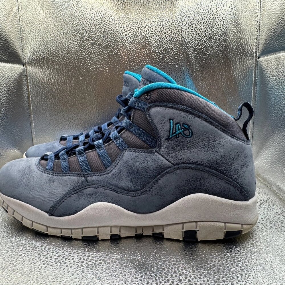 Size 11 Nike Air Jordan 10 Retro Los Angeles Mid Mens Blue Sneakers 310805-404 - Picture 7 of 12
